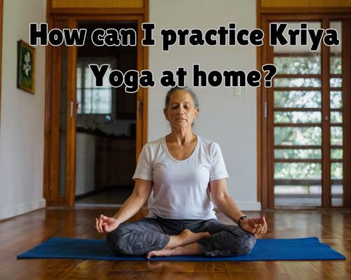 an elder doing kriya yoga in her home