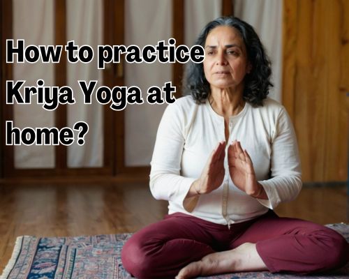 an adult woman doing kriya yoga in her home