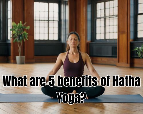 Deep breathing during yoga practice.